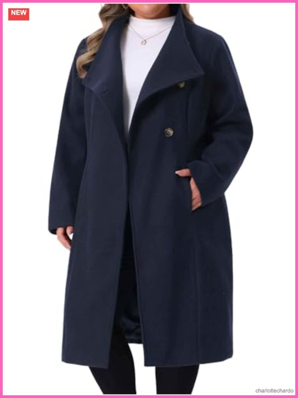Women's Plus Size Peacoat Long Trench Coat Windproof Winter Outerwear